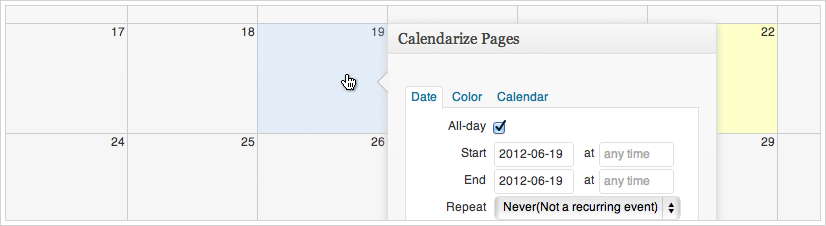 Calendarize it - point and click to add new events