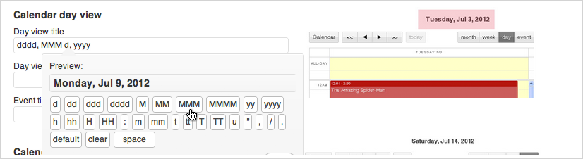 Calendarize it - Date and Time format customization