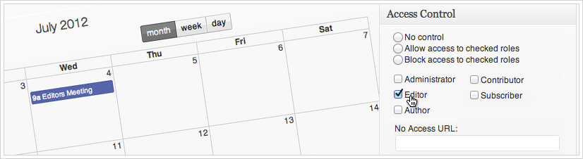 Calendarize it - Events by User Role