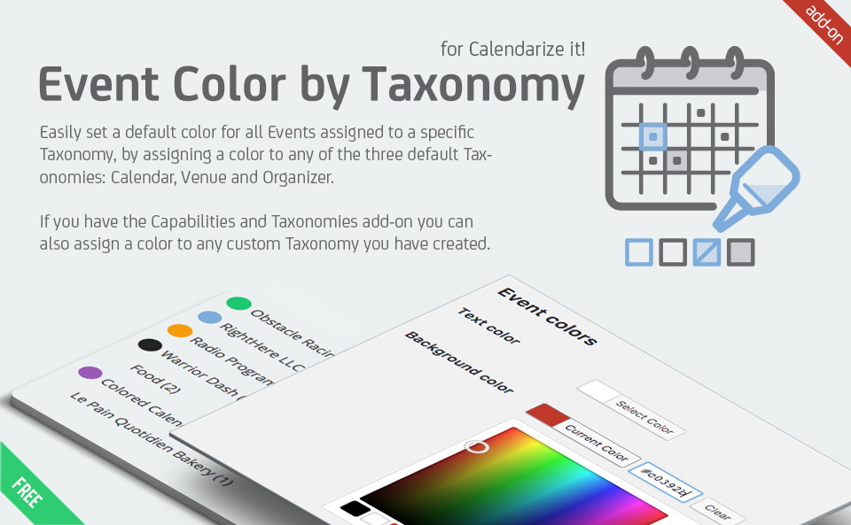 Event Color by Taxonomy for Calendarize it!