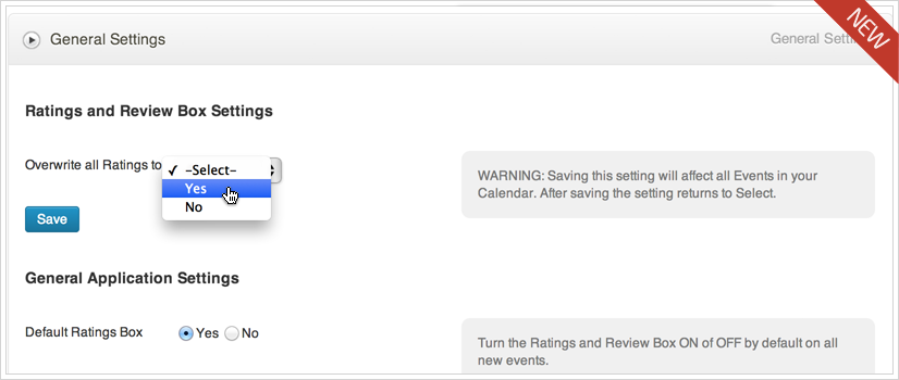 Calendarize it! Ratings and Reviews - General Settings