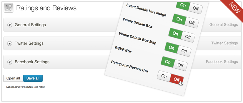 Calendarize it! Ratings and Reviews - Options Panel