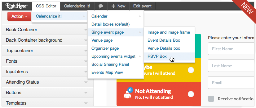 Calendarize it! - RSVP Box CSS Editor