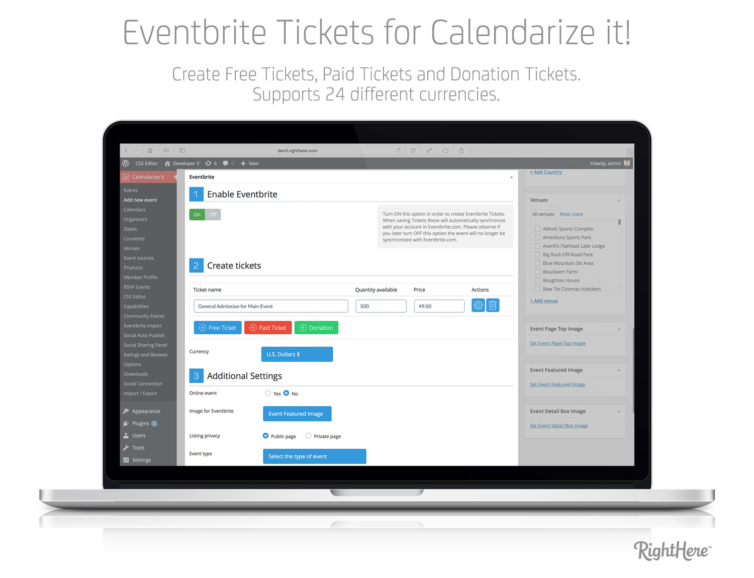 Eventbrite Tickets for Calendarize it! - Create Tickets