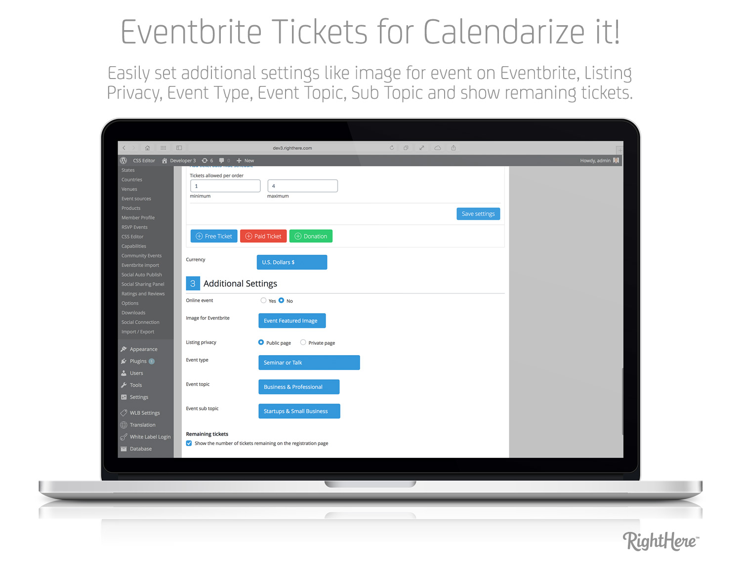 Eventbrite Tickets for Calendarize it! - Additional Settings