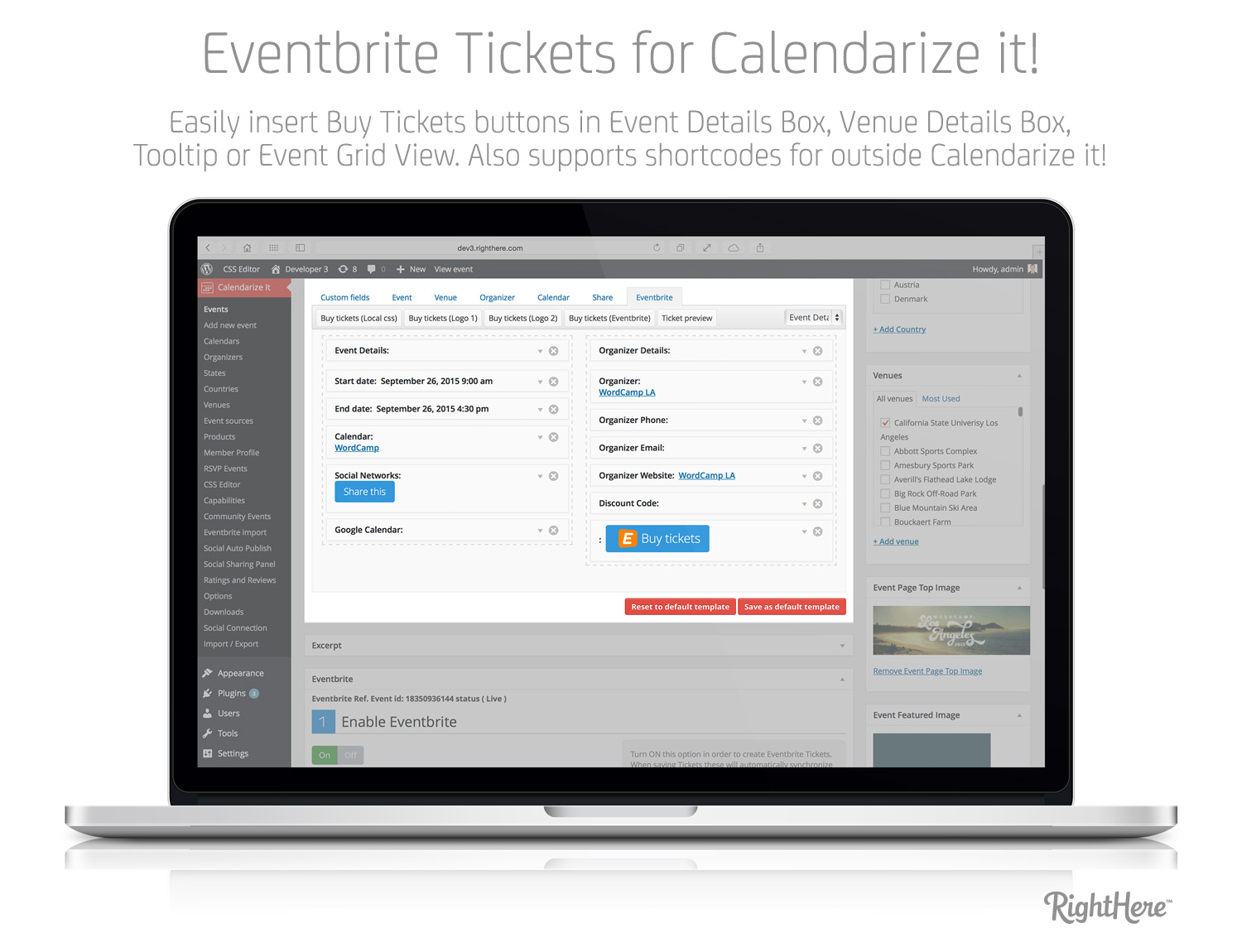 Eventbrite Tickets for Calendarize it! - Insert Buy Ticket Buttons