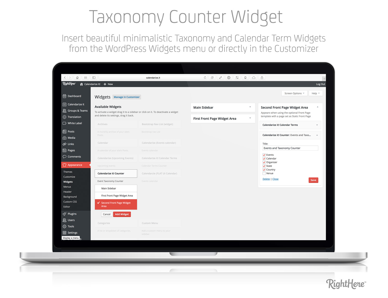 Taxonomy Counter Widget add-on for Calendarize it!