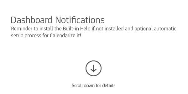 Dashboard Notifications when Calendarize it! has been installed