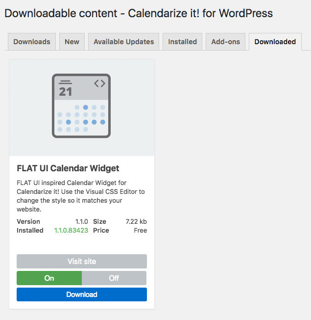 Downloadable Content - FLAT UI Calendar Widget for WordPress