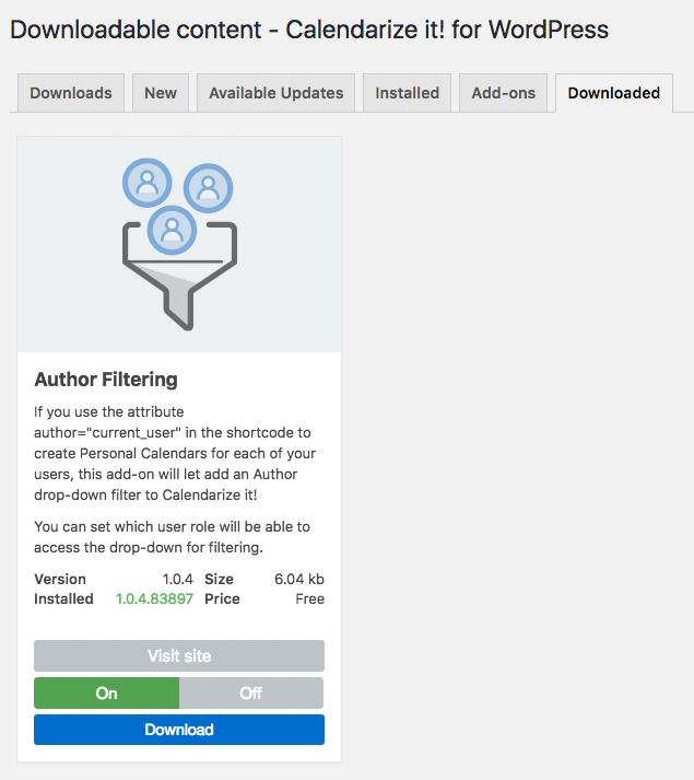 Author Filtering for Calendarize it!
